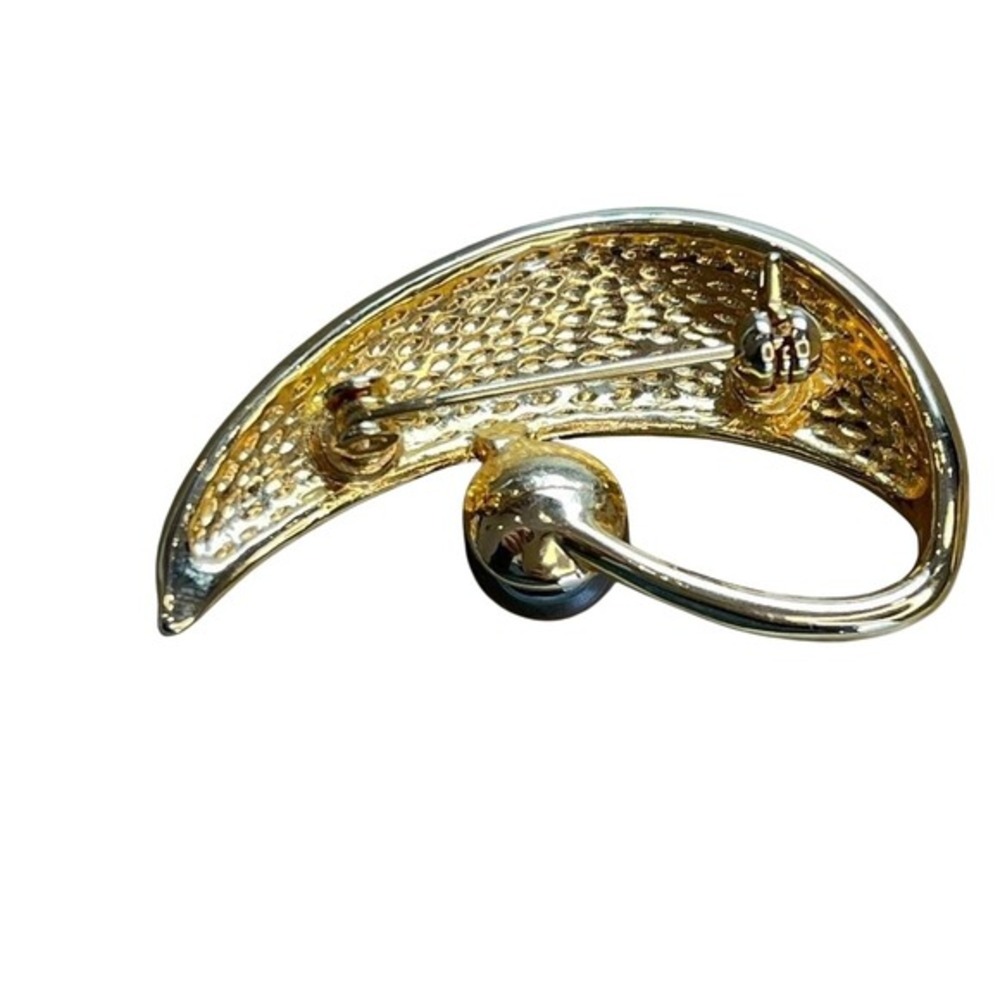 Vintage‎ Art Deco Gold Tone Faux Black Pearl Rhinestone Brooch from Unbranded - Picture 5 of 10